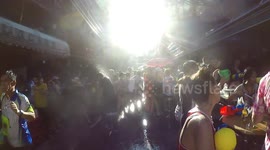 Crazy water fight in Bangkok for Songkran