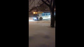 Minneapolis, mn city bus stuck