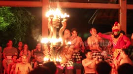 A Kecak Ceremony is performed in Ubud, Bali. A Balinese dance.