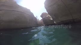 Wadi Bani Khalid in Oman is a natural water park in the desert.