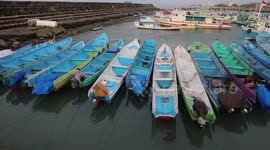 Colourful Fishing Boats Arrayed in Kupang Harbour, Indonesia