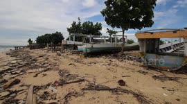 Plastic on a beach in Kupang Indonesi