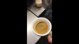 Swan latte art in a cup for a flat white coffee