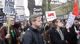 Protesters chant 'Don't bomb Syria!' outside Downing Street