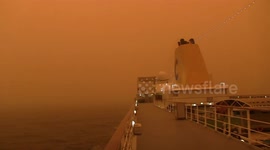 Newsflare Edit - Crete cruise turns orange after Mediterranean is covered in Sahara dust