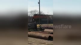 Train’s head-on collision with tractor caught on video