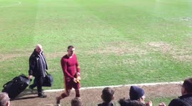 Footballer gives away shirt to young fan he accidentally hit with errant ball