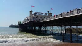 Static shot of Brighton pier during hot weather