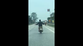 Daredevil motorcyclist shows off dance moves