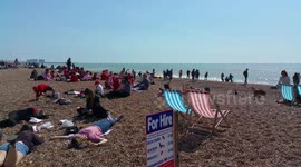 Brighton beachgoers soak up rays during UK heatwave