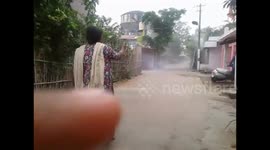 Terrifying moment cooking gas cylinder explodes on road