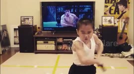 Eight-year-old 'mini Bruce Lee' masters scene from 'Enter the Dragon'
