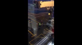 staff having fun at edinburgh airport