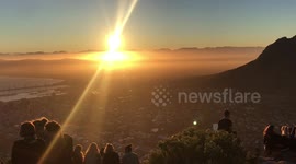 Beautiful sunrise view at the top of Lions Head in Cape Town, South Africa