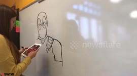 Teacher draws incredible works of art on whiteboard each morning to inspire students