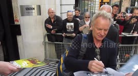 Sting arrives for The Chris Evans Morning Show and signs autographs at BBC Radio 2. (20.04.2018)