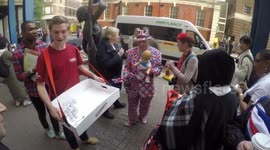 Food chain Tortilla hand out Baby Burritos outside Lindo Wing