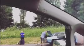 Couple having a very bad time on their road trip.