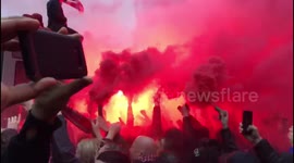Red smoke fills air outside Anfield ahead of Liverpool v Roma