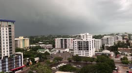 Shelf cloud severe storm approaching Darwin.