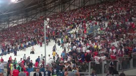 Panicked English fans had no where safe to run to as Russian hooligans charged at them in the stands