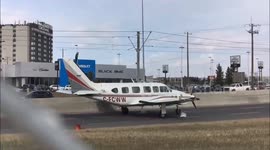 Small plane makes emergency landing on road in Calgary, Canada
