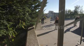 Parkour Fail girl bump head on metal pole