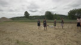 Parkour Fail slide into gravel pit rag doll