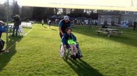 Runners finishing their Run For Matt at Brathay Hall in memory of Matt Campbell