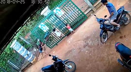 CCTV shows moment huge iron gate collapses on two children