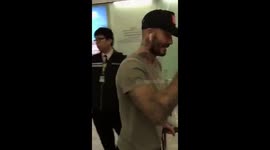 David Beckham at Hong Kong International Airport