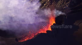 Dramatic aerial footage shows Réunion volcano erupting