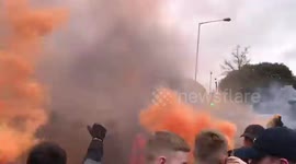 Wolves Fans Outside Molineux - SCENES! *Flares*