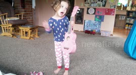 3-year-old sings funny ukelele song - Best Ballerina Ever