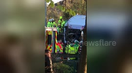 Eighteen injured, one critically, after bus mounts Glasgow embankment