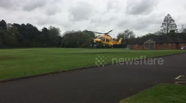 Air Ambulance takes off from Grimsby, UK
