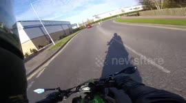Woman on her phone not paying attention and almost getting taken out by a van
