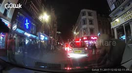 Moment pedestrian rolls over car bonnet in central London 'insurance scam'