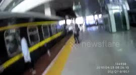 Two-year-old girl that fell between platform and train rescued by cop