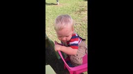 One-year-old drops F-bomb after getting foot stuck in chair