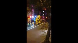 Woman taken off bus in an emergency