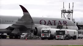 Inaugural Qatar Airways Airbus A350 Takeoff from Cardiff Airport, Wales to Doha, Qatar