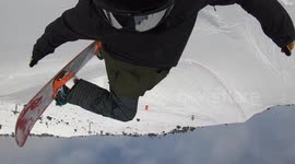Snowboarding backside rodeo goes wrong: slow-motion video
