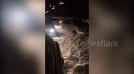 Violent hailstorm leaves streets in China thick with ice
