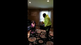Father dances to cheer up his special needs disabled daughter.