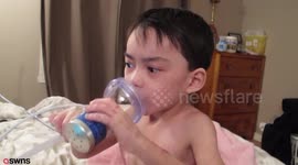 Little boy with condition that makes his skin as delicate as a butterfly's wings uses laughing gas to get through the pain