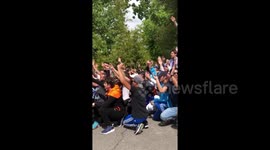 Marseille fans chant and set off firecrackers ahead of Salzburg tie