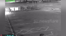 Shocking CCTV footage shows moment bungling burglar almost blew himself up