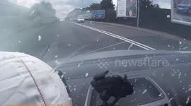 Moment shocking head-on collision in UK's Poole is caught on camera