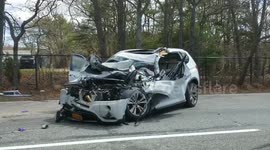Driver Injured After BMW Crashes into Oil Tanker